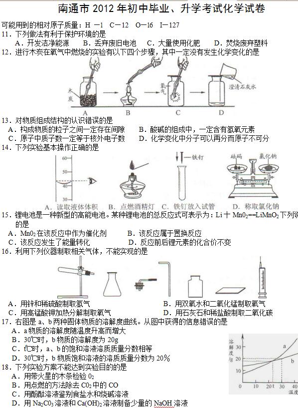 2012꽭KͨпW(xu)ԇ}𰸣word棩